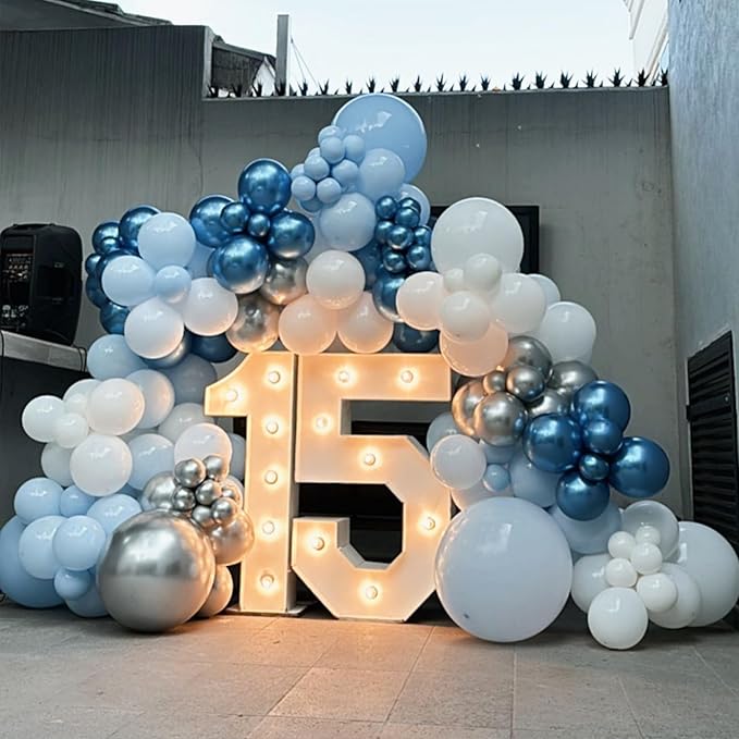 Blue Silver Balloons Set, 12 Inch Blue and Silver Balloons Dark Navy and - Image 6