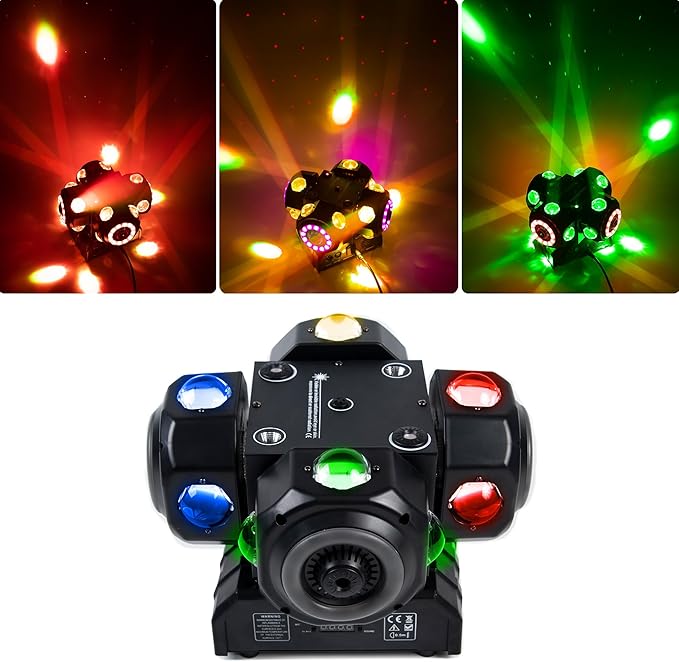 4Head Moving Disco Lights W/ 16Light Strips RGBW LED Rotating Beam Stage by SIFSDSFO