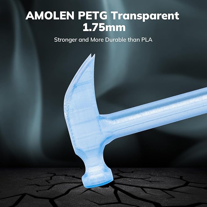 AMOLEN Rapid PETG Transparent 3D Printer Filament 1.75mm +/-0.02mm, Transcucent - Image 5