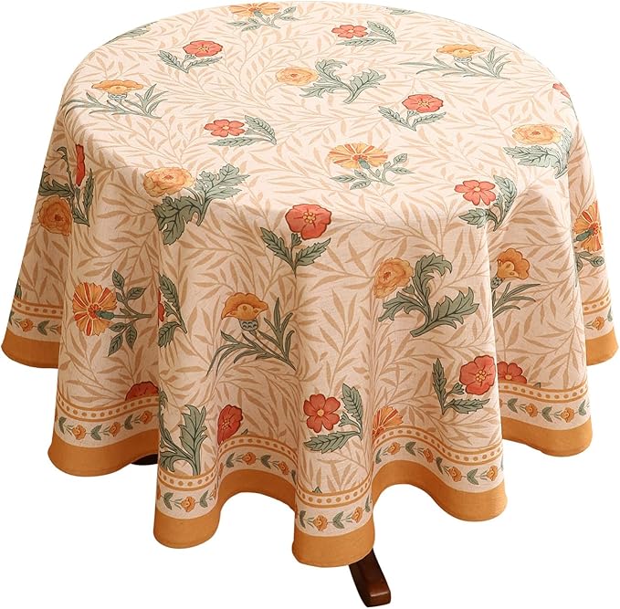 patdrea Designer Small Yellow Floral Linen Table Cloth by Welcometopatdrea