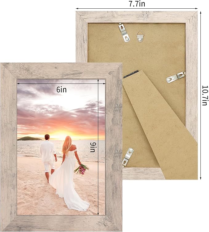 6x9 Picture Frame Set of 4, Smoke Gray Frame - Image 4