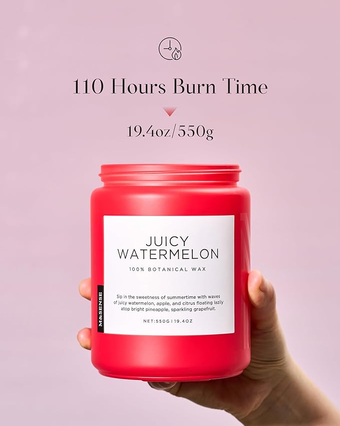 M&SENSE Juicy Watermelon Scented Candle, 19.4oz 110 Hours Clean Non Toxic - Image 3