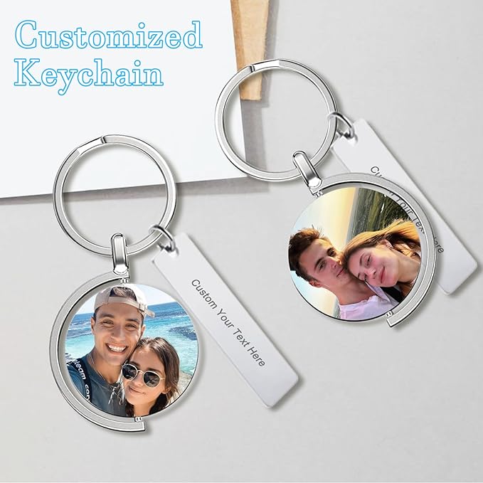 Custom Keychain with Picture Double-sided Personalized Photo Text Keychain - Image 5