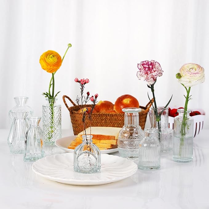12 Pcs Small Glass Bud Vase Set of，Mini Vintage Vases in Bulk - Image 5