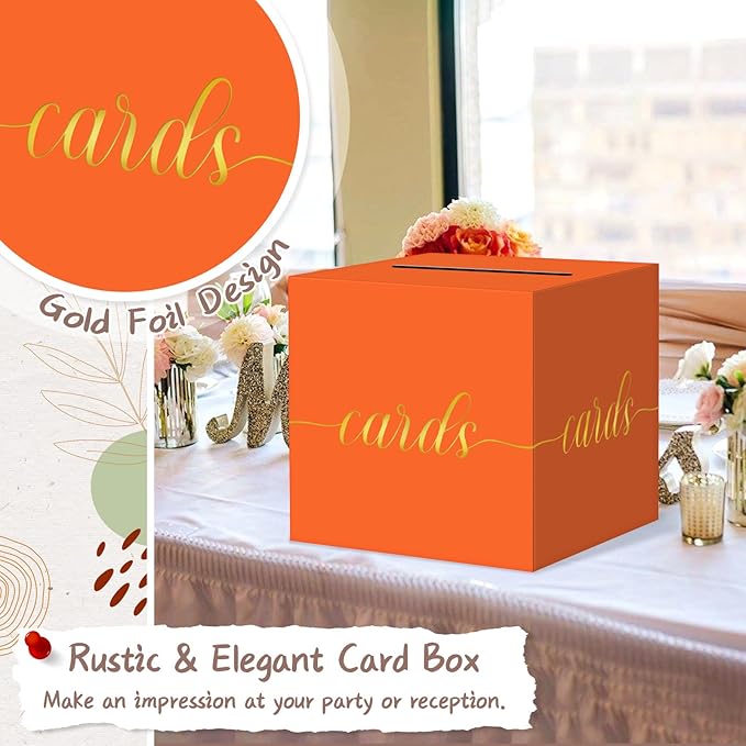 QIKSION Orange Graduation Card Box, Graduation, Wedding Reception, Baby Shower - Image 3