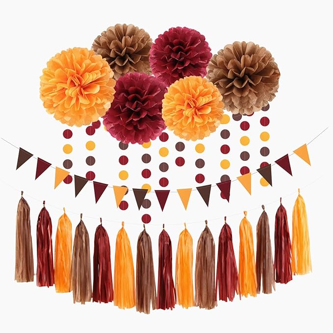 Brown Burgundy Orange Party-Decorations by LastingSurprise