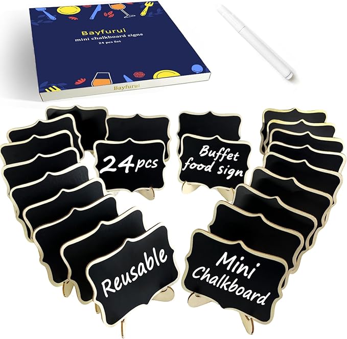 24 PCS Mini Chalkboard Signs by Unknown