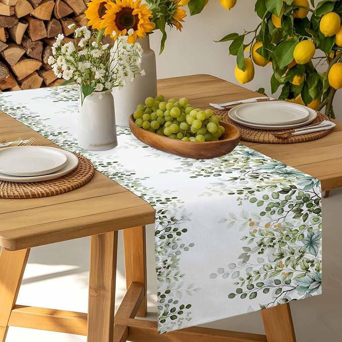 Sage Green Eucalyptus Cotton Linen Table Runner - Image 8