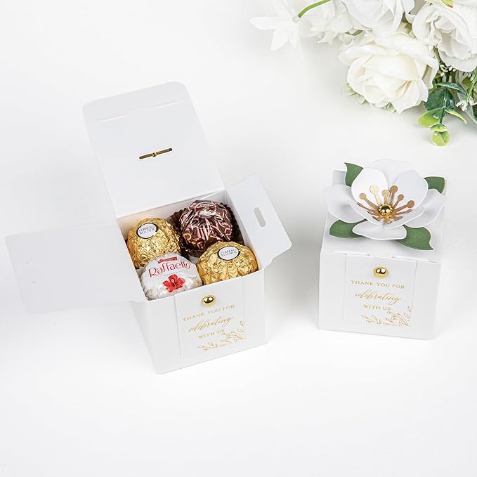 FEIYI 20 PCS Favor Boxes, 3 In 1 White Candy Boxes - Image 3
