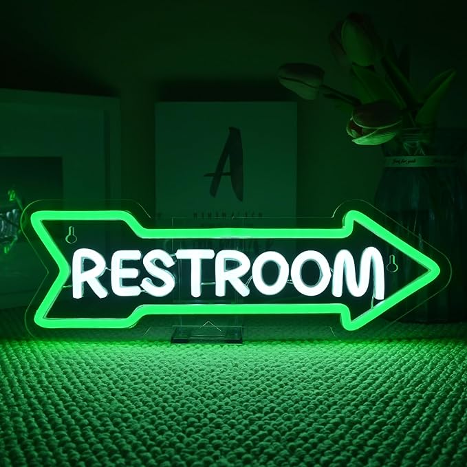 Looklight Restroom Arrow Neon Sign by LooklightNeonSign