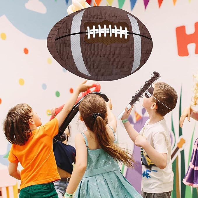 Football Pinata with Pinata Stick & Hanging Football Party Decorations - Image 2