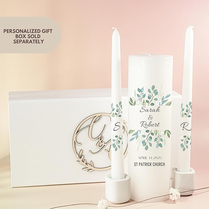 Unity Candles for Wedding, Modern Unity Set, Custom and Personalized Pillar and - Image 5