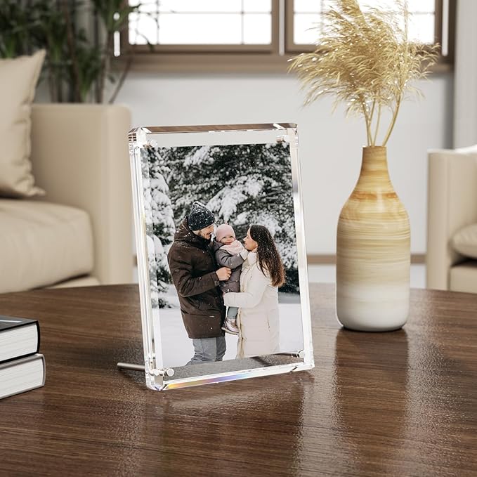 NIUBEE Picture Frames 4x6 Acrylic, Diamond Edge Design, Magnetic Family Thick - Image 8