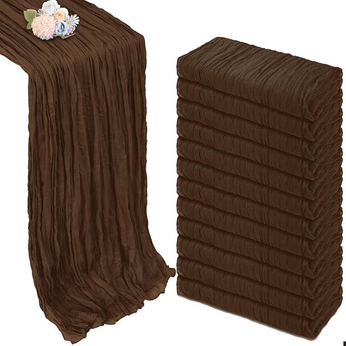 12 Pack Brown Cheesecloth Fall Table Runner 10ft Boho Gauze Fabric Cheese Cloth by Pepmily