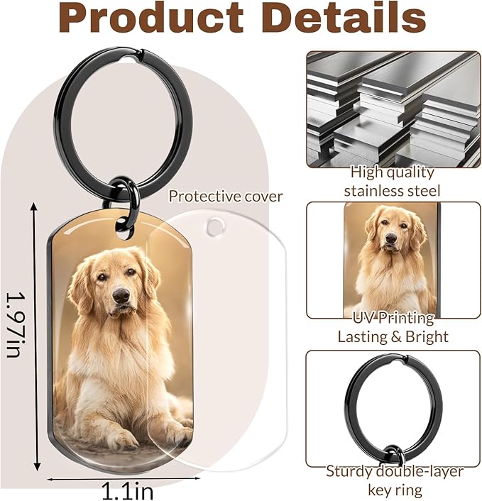 Custom Dog Memorial Photo Keychain Personalized Sympathy Gifts - Image 3