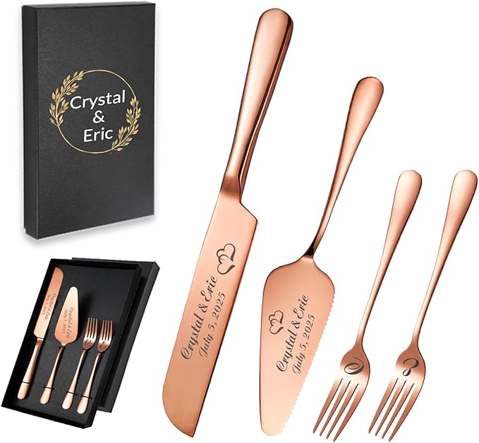 Personalized Wedding Cake Knife and Server Set, Custom Names Cake Cutting Set by Unknown