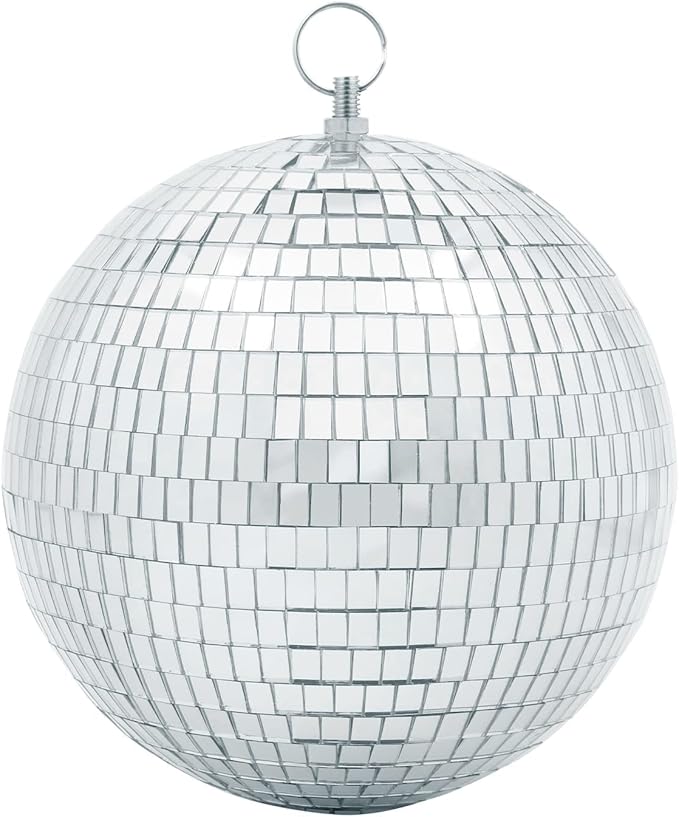 Mirror Disco Ball Decor with Hanging Ring 8" Large Silver Disco Ball Ornament by Javik