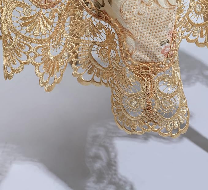 vctops Damask Lace Patchwork Tablecloth Luxury Square Small Table Cover Elegant - Image 2