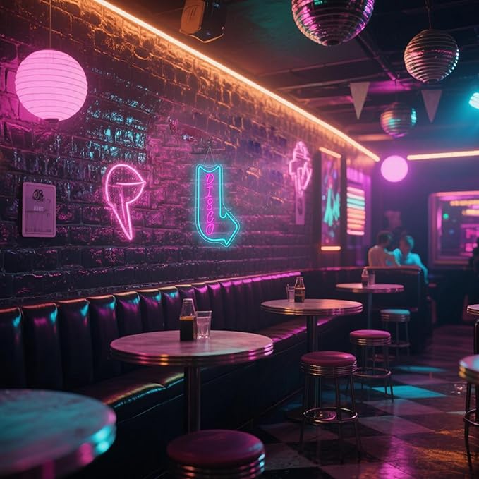 Looklight Disco Neon Signs for Wall Decor Pink Blue LED Word Light Sign - Image 8