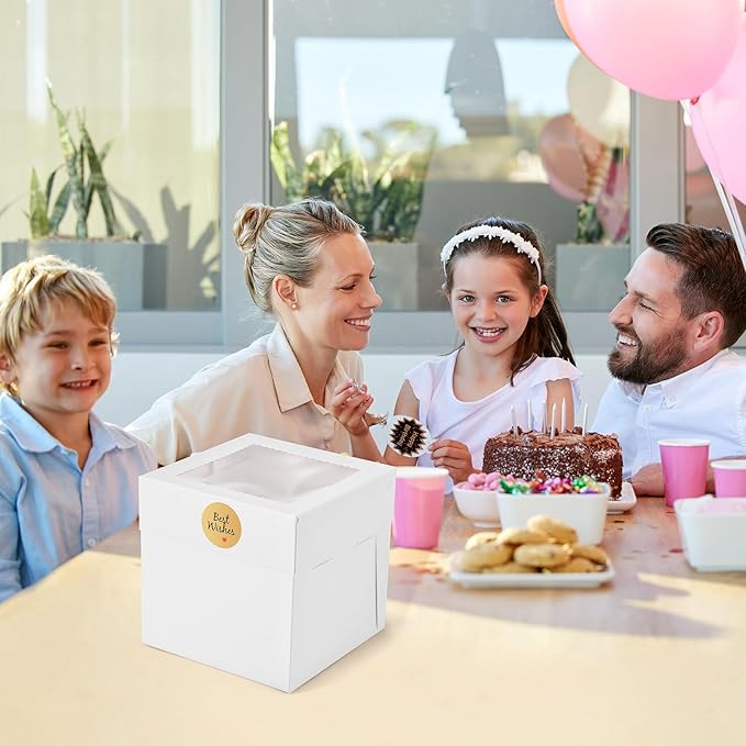 12Pcs 8x8x8 Inches Cake Boxes, Disposable Cake Carrier Container - Image 5
