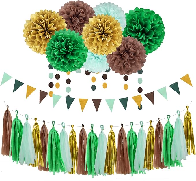 Sage Green Gold Party Decorations by HongTongTong
