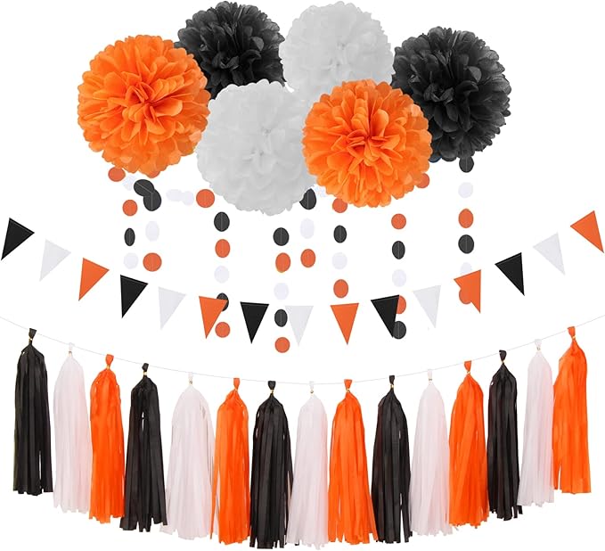 Black White Orange Halloween Party-Decorations by LastingSurprise
