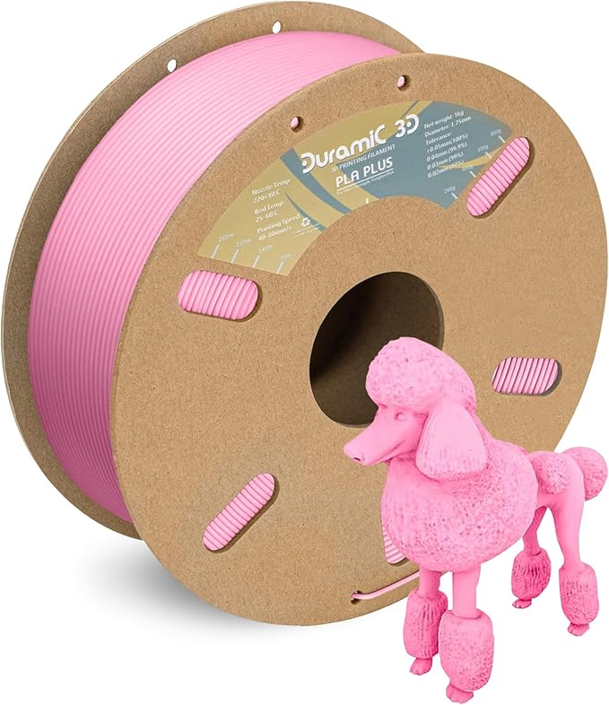 DURAMIC 3D PLA+ Filament 1.75mm 1Kg Pink, PLA Plus Filament 1Kg Spool Tougher by Duramic3D