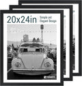 20x24 Picture Frame Set of 3, Textured Black Solid Wood Poster Frame, Wall by TENiBYC