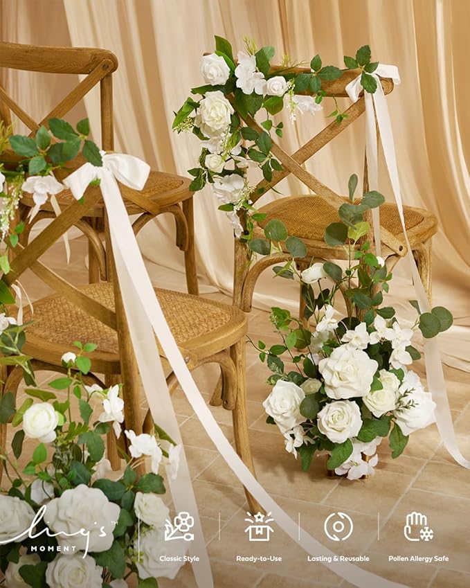 Ling's moment 17.5" Tall Standing Artificial Flowers Arrangements 4 pcs Wedding - Image 4