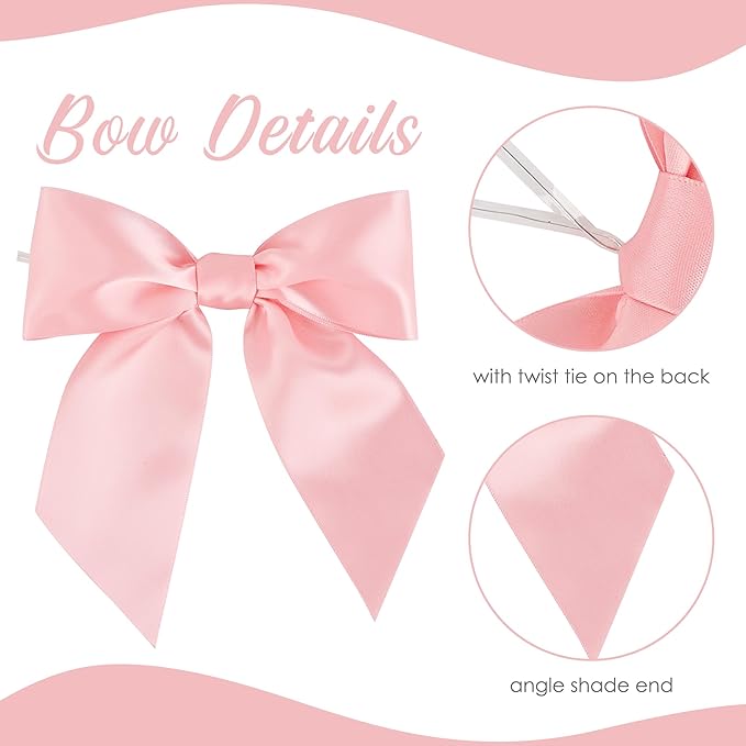 AIMUDI Baby Pink Satin Bows 5.5" Bows - Image 4