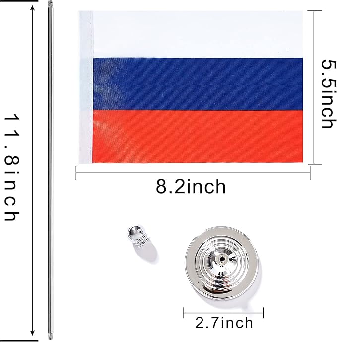 ZXvZYT 2 Pack Russia flag Russians Table Flag Small Mini Russians Desk Flags - Image 2