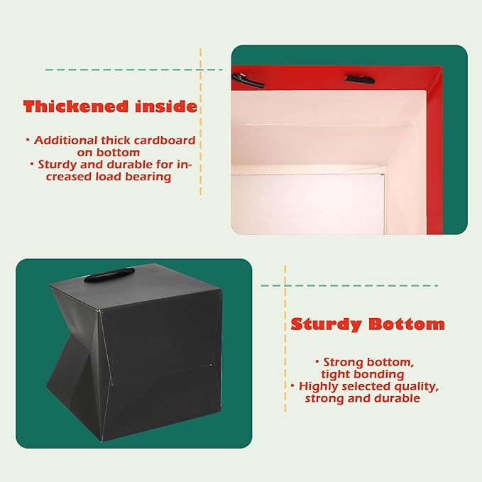 ADIDO EVA Black Square Gift Bags Medium Size Square Bottom Paper Bags - Image 4
