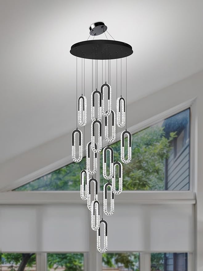 Large Staircase Crystal Chandeliers 16-Light Modern foyers Entrance 150" Long - Image 9