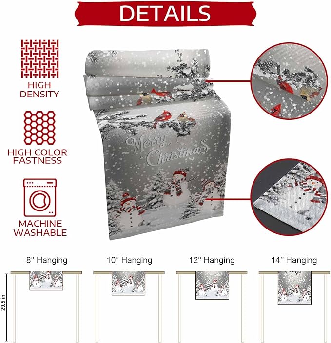 Christmas Snowman Cotton Linen Table Runner - Image 8