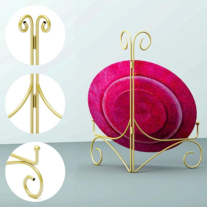 Plate Stand for Display with Hinged Folding Design, 6 Inch Picture Stands for - Image 2