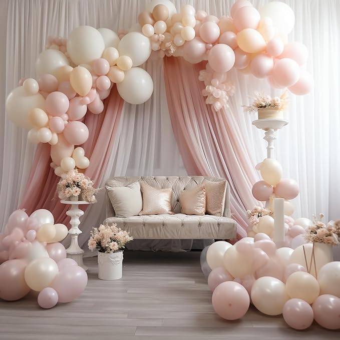 Wokceer Wedding Arch Draping Fabric 6 Panels 28.7" x 20FT Dusty Rose Drapes - Image 3