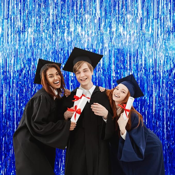 GOER 6.4 ft x 9.8 ft Metallic Tinsel Foil Fringe Curtains, Graduation - Image 5