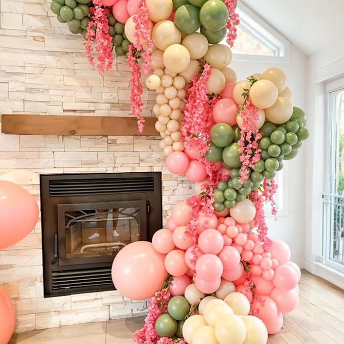 Pink And Green Balloons, Sand Cream White Balloon - Image 7