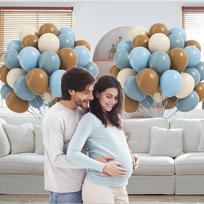 60pcs Blue and Brown Balloons 12inch - Image 5