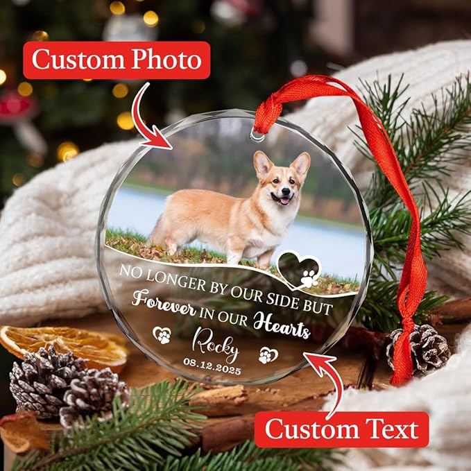 Personalized Dog Memorial Glass Ornaments, Pet Sympathy Gifts, Pet Remembrance - Image 3