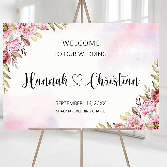 Ethereal Blush Wedding Welcome Sign Template, Editable Printable Modern Rose & by Unknown