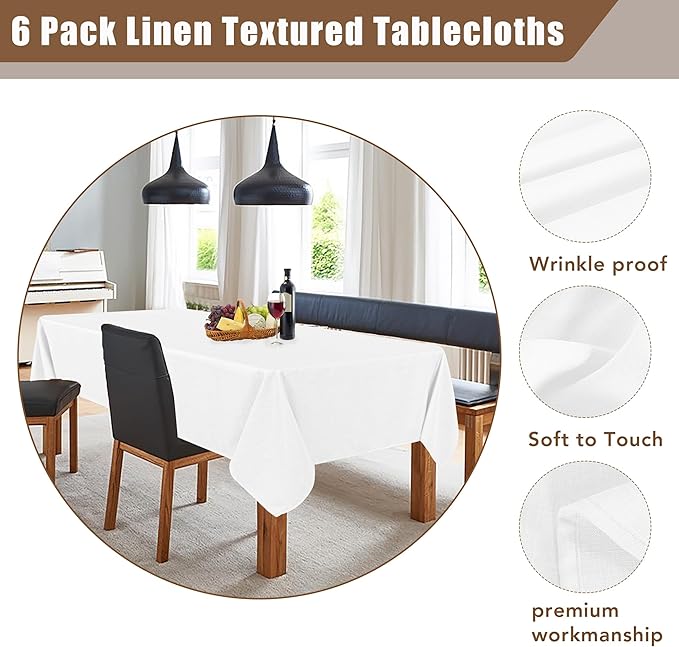 Fitable Faux Linen White Tablecloths - Image 4