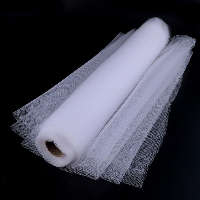 White Tulle Fabric 54 inch x 10 Yards Draping Mesh Tulle Bolt by Grainear