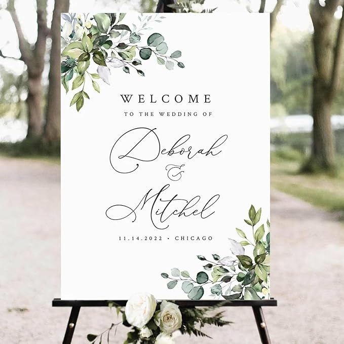 Greenery Wedding Welcome Sign, Eucalyptus Wedding Sign, Botanical Welcome - Image 2