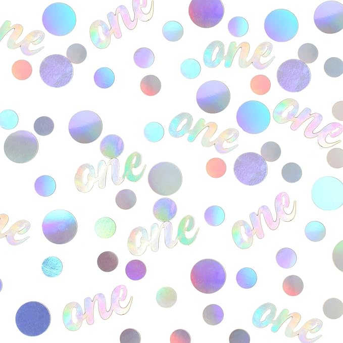 One Birthday Confetti Iridescent Baby First Birthday Decorations Circle Table - Image 6