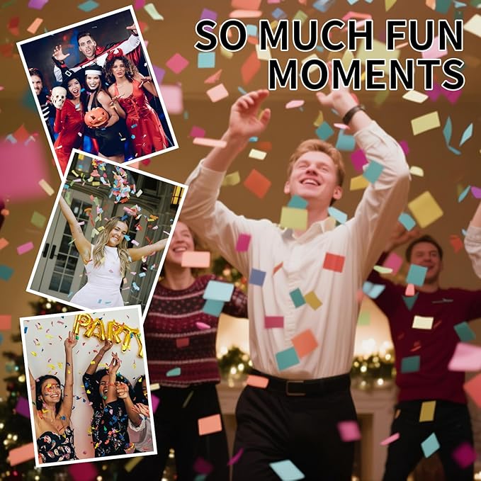 Biodegradable Confetti Poppers Cannon, 6 Pack WERISE Party Multicolor Party - Image 6
