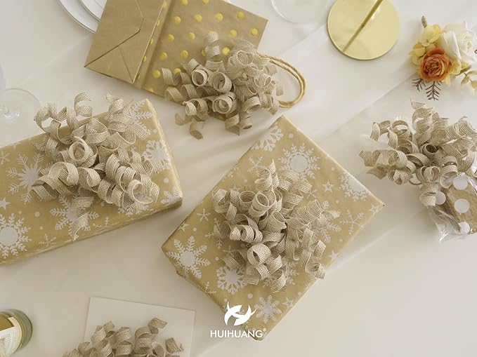 HUIHUANG Burlap Gift Bows Curly Bows - Image 6