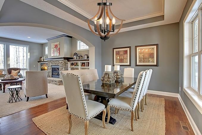 Farmhouse Chandelier, 4-Light Modern Hanging Pendant Lighting, Rustic Vintage - Image 3