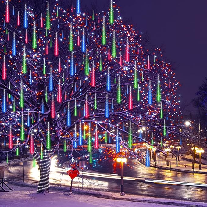 Meteor Shower Outdoor Christmas Lights 32 Tube 768LEDs Snow Falling Rain - Image 6