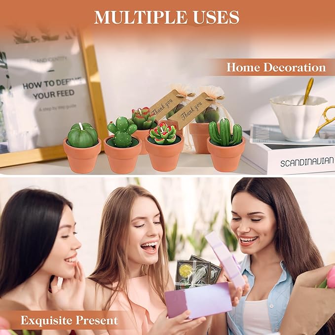 AZEAM 48 Pcs Succulent Candles Party Favors, Bulk Cactus Table Decor - Image 7